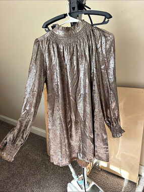 These Three Boutique Metallic Long Sleeve Mini Dress NWT